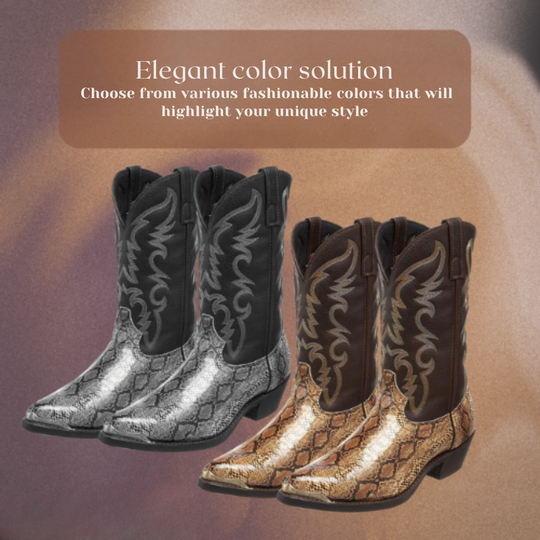 Frank | Western Boots in Snakeskin Style with Embroidery