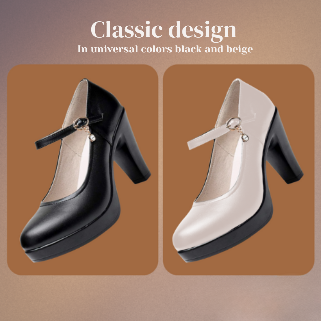 Mary Jane | Faux leather heels with ankle strap