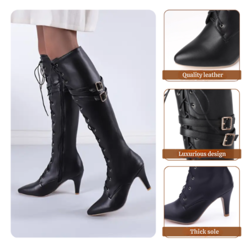 Sophia | Knee-high lace-up boots