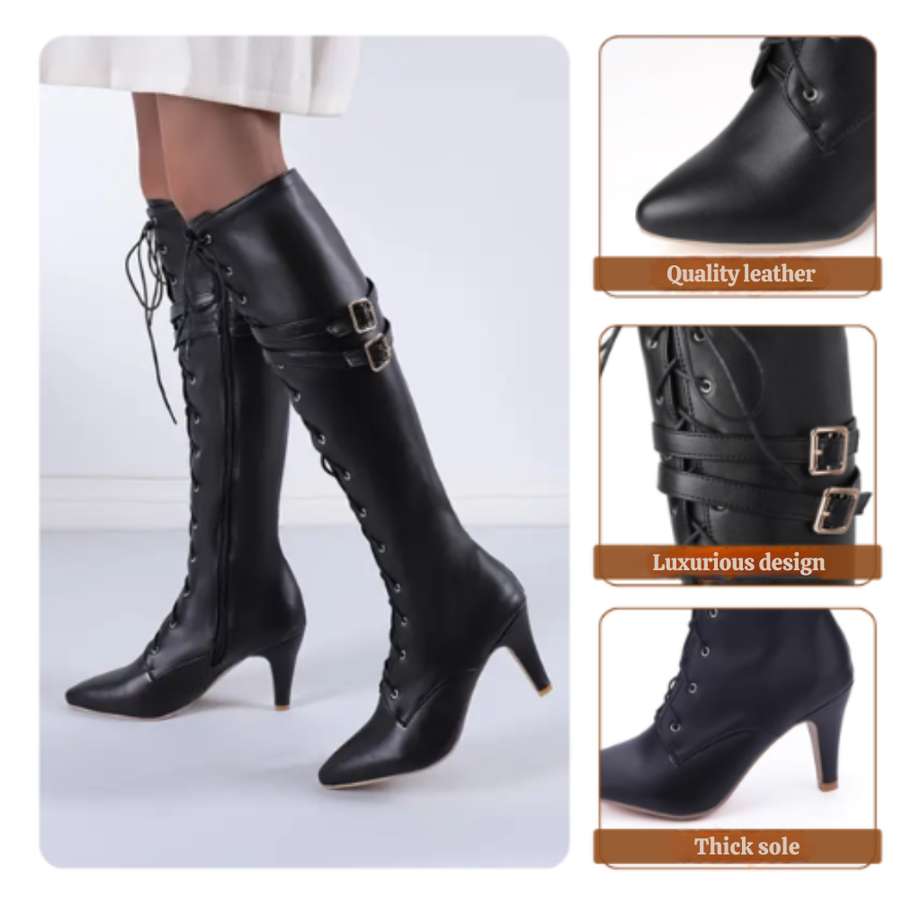 Sophia | Knee-high lace-up boots
