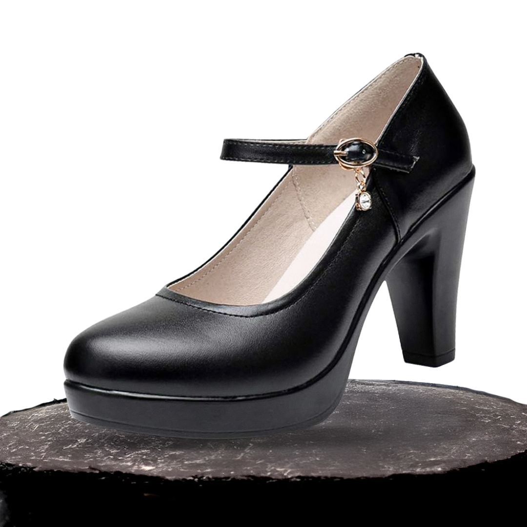Mary Jane | Faux leather heels with ankle strap