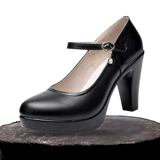 Mary Jane | Faux leather heels with ankle strap