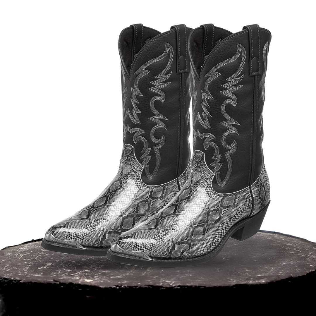 Frank | Western Boots in Snakeskin Style with Embroidery