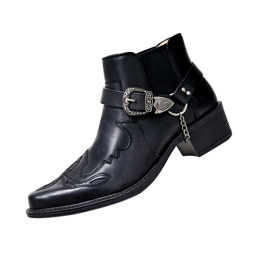 Sverre pointed-toe cowboy boots with chain buckle