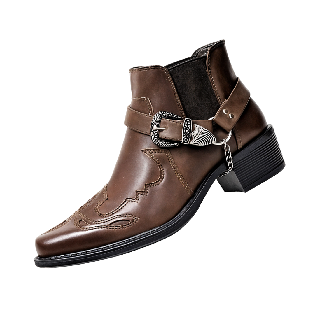 Sverre pointed-toe cowboy boots with chain buckle