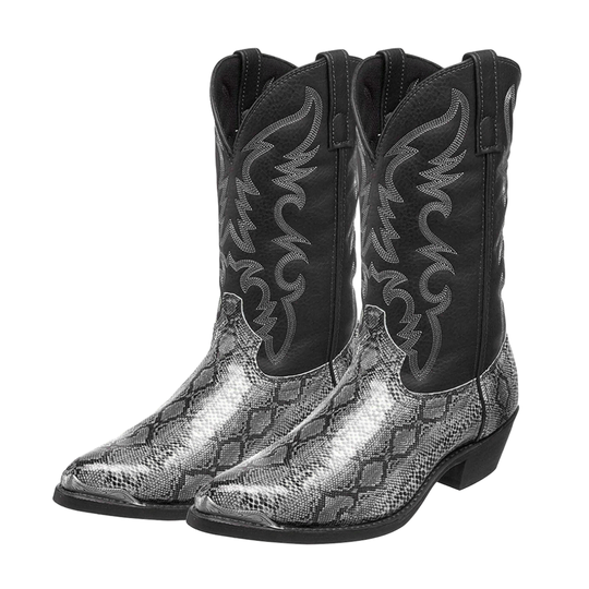 Frank | Western Boots in Snakeskin Style with Embroidery